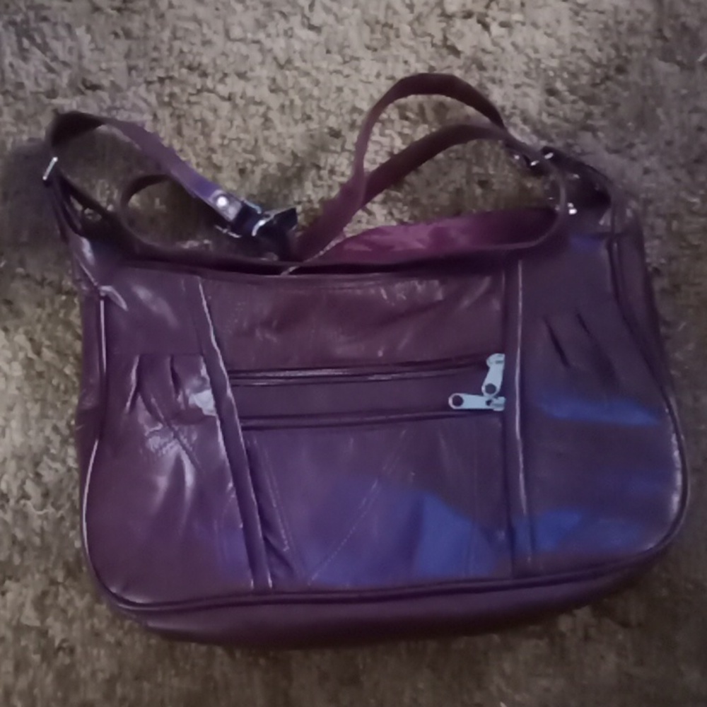 Burgundy patch leather bag